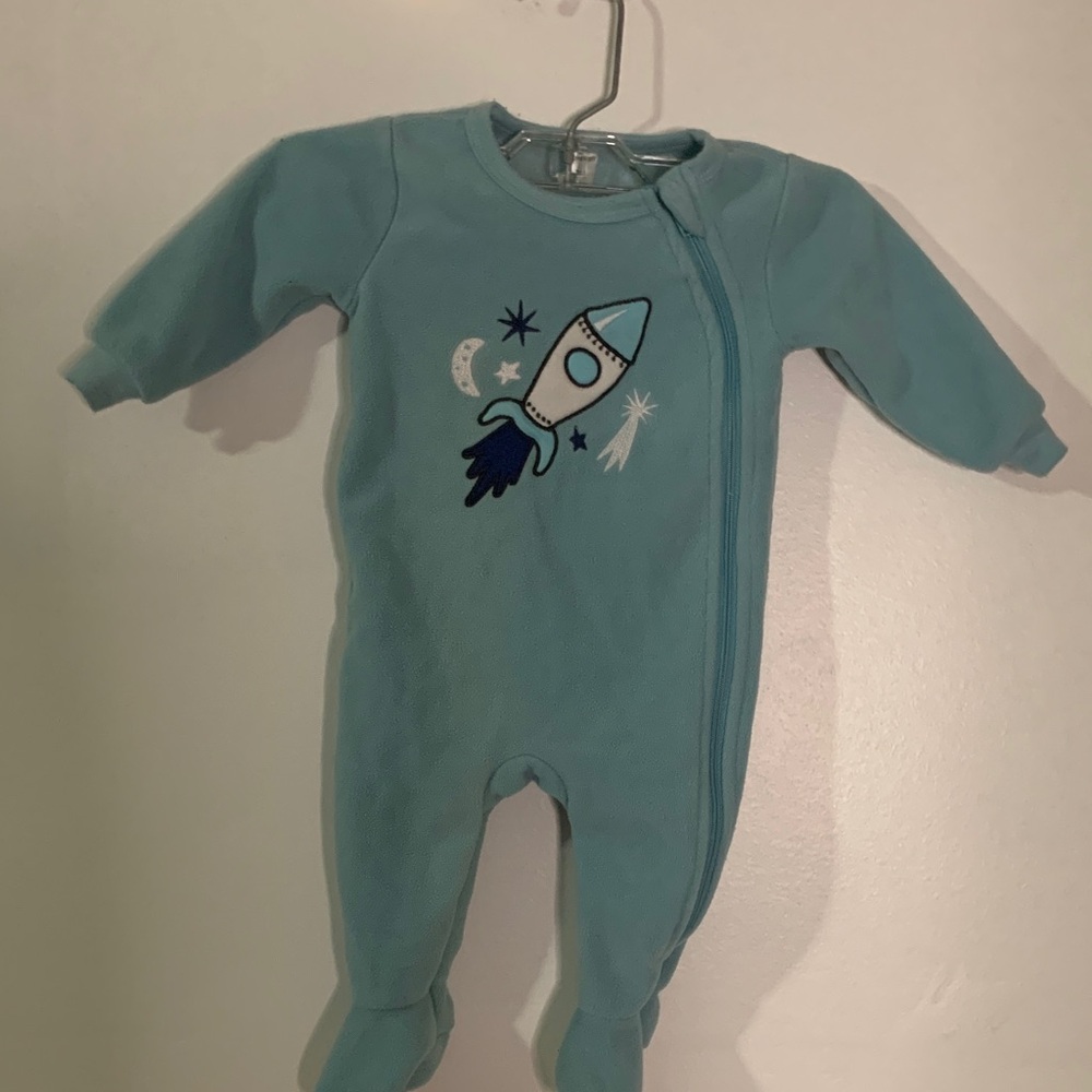 Sky Blue Rocket Footed Onesie